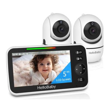 Imagem de Babá Eletrônica HelloBaby Upgrade 5 com 26h de Bateria, 2 Câmeras PanTiltZoom, Alcance de 304m, Vídeo e Áudio sem Wi-Fi, VOX, Visão