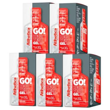 Imagem de Kit 5x Atlhetica Nutrition Go! Recovery & Energy Gel (10 Sachês) - Suplementos Alimentar Liquido (5x Caixas, Morango)