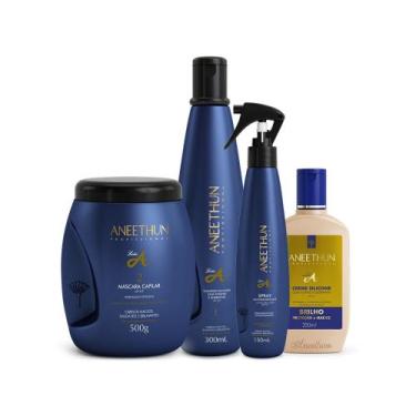 Imagem de Kit Aneethun Linha A - Shampoo 300Ml + Cr. Silicone 250Ml + Masc. Capi