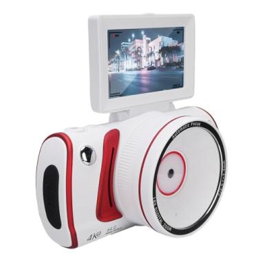 Imagem de Yunseity Câmera VLOG 4K 4K de 64MP, Zoom de 18x, Câmera de Vídeo de Viagem Anti Shake AutoFocus para Casa de Selfie, Estilo Vintage, para Reuniões de Família, Memórias de Gravação (WHITE)