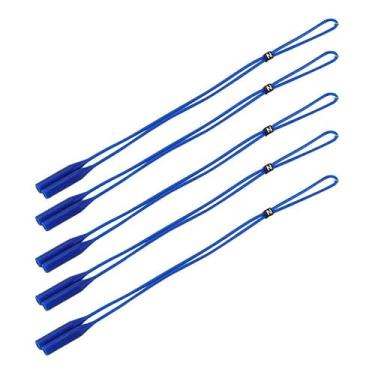 Imagem de shamjina Óculos cinta óculos corda cinta em torno do pescoço com fivela eyewear cabo retentor óculos de sol cordão para andar em casa interior, azul escuro