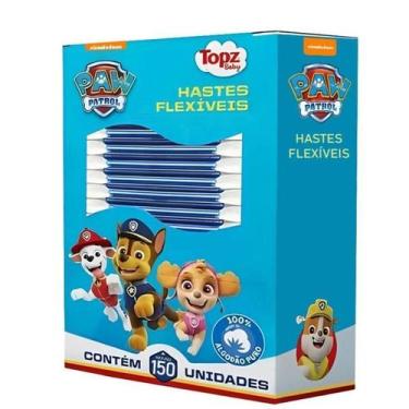 Imagem de 150 Cotonetes Bebê Patrulha Canina Topz Baby Flexíveis Haste