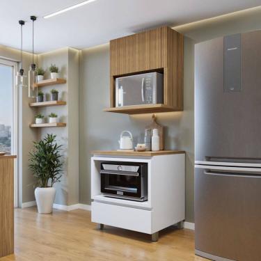 Imagem de Cozinha Completa Modulada 2 Peças 1 Porta 1 Gaveta Norten Branco/Marrom