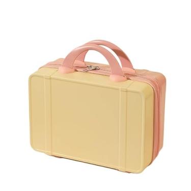 Imagem de Xofuru Mala pequena mini mala de viagem 35,5 cm estojo de maquiagem portátil de mão bolsa de cosméticos retrô leve caixa de sapatos de armazenamento caixa de presente de casamento, Limão pêssego