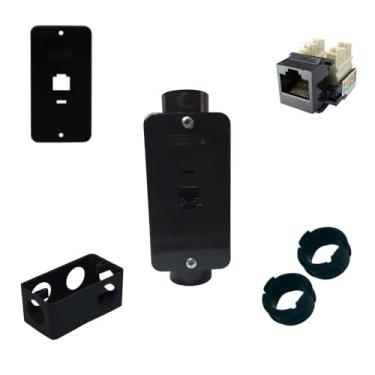 Imagem de KIT Tomada RJ45 Preta 3/4pol + Condulete Sobrepor 4/2pol PVC Antichamas Reforçado (Preto)