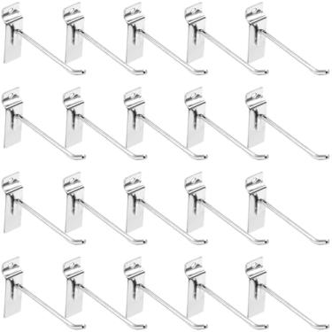 Imagem de Waltool 40 ganchos de slatwall, ganchos de exibição revestidos com pó de parede de ripas de aço inoxidável, acessórios de slatwall resistentes para varejo de loja de garagem, 5,6 mm de diâmetro (prata
