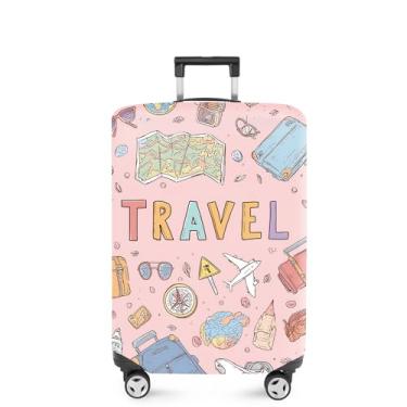 Imagem de ANNA QUEEN Capa divertida para mala, protetor de mala, capa de viagem para bagagem de 45 a 81 cm, acessórios de viagem de elastano extensível e lavável, #14, M(fits 24-26Inch suitcase)