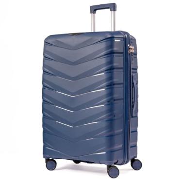 Imagem de Mala Grande De Viagem 32Kg Polipropileno 8 Rodas 360 Giratória Para Despachar Rígida Leve Tamanho G Viajem Internacional Resistente(AZUL, GRANDE)