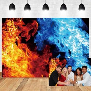 Imagem de Leyiyi Fundo abstrato de 2,1 x 1,5 m de gelo e fogo, chama vermelha, azul, mistura de água, fundo de fotografia artística para mulheres, homens, decoração de festa de aniversário, papel de parede de
