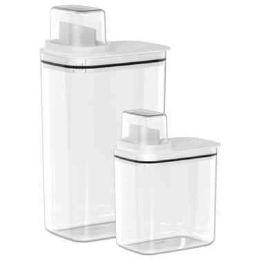 Imagem de Kit 2 Dispenser Sabão Em Pó Liquido Amaciante Grãos Farinhas - Kit Ou,