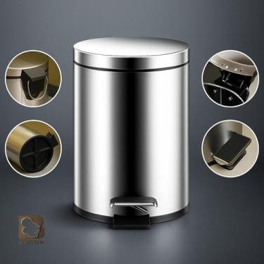 Imagem de Lixeira Redonda 3 ou 5 Litros Aço Inox Balde Cesto Removível Alça Peda