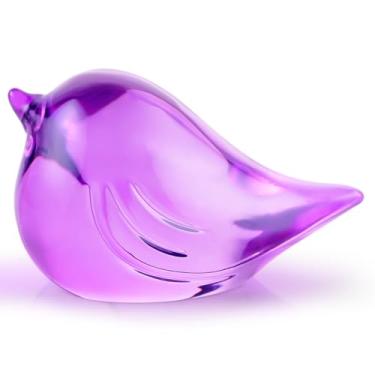 Imagem de YWHL Crystal Purple Bird Figurines, Handmade Blown Glass Bird Gifts for Birds Lovers Women Men, Art Animals Collectible Statue for Table Home Decor