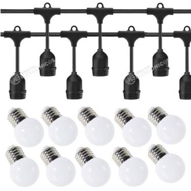 Imagem de Varal Retrô com Lâmpadas G45 3W 270lm Instalação Fácil, Luz Âmbar KIT0