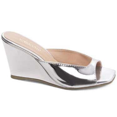 Imagem de Sandália Anabela Tamanco Feminina Salto Alto Plataforma Bico Quadrado 