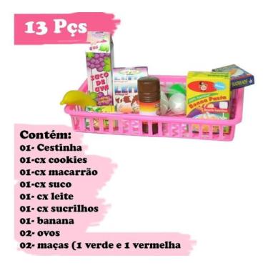 Imagem de Cestinha de Compras Infantil Mini Mercadinho com Comidinhas de Brinque