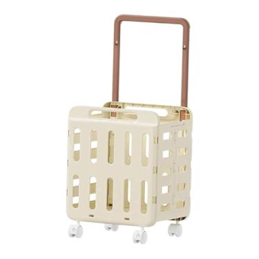 Imagem de KiBcsLic Cesto de roupa suja com rodas Cesto de roupa suja com rodinhas Carrinho de classificação comercial para economizar espaço, Cor Creme, Camada única