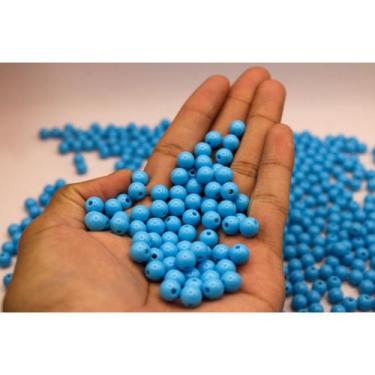 Imagem de Miçanga bola acrílica leitosa 8mm - Pistris Imports, Azul claro, 20 un
