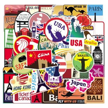 Imagem de 100 peças de adesivos de viagem pelo mundo para crianças, adesivos de viagem à prova d'água de vinil para garrafa de água, laptop, bagagem, guitarra, presentes para adolescentes, meninas, crianças