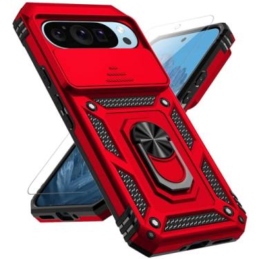 Imagem de Capa para Google Pixel 10 Pro XL: com capa de câmera deslizante HD [grau militar 4,9 m teste de queda] Anel magnético suporte suporte suporte capa protetora para celular para Google Pixel 10 Pro XL