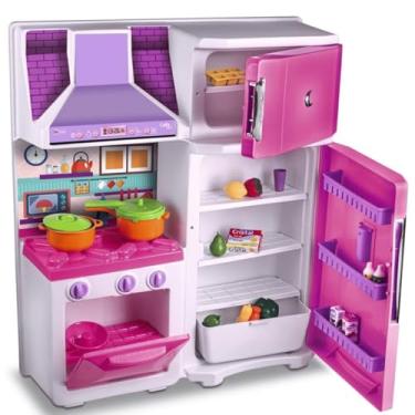 Imagem de Cozinha Infantil Completa Rosa com Fogão Geladeira e Acessórios – Brinquedo Educativo e Interativo