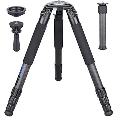 Imagem de Tripé de fibra de carbono de 10 camadas de 40 mm com coluna central externa de 2 seções ultra estável profissional resistente carbono tigela tripé carga máxima 40 kg/40 kg para câmeras digitais DSLR filmadoras (90C Ultra)