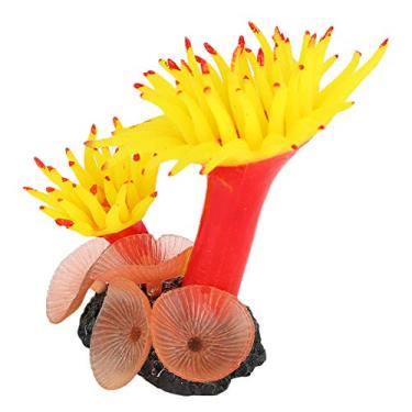 Imagem de aqxreight Silicone Macio de Cor Brilhante Aquário de Artificial Decoração para Tanques de Peixes (Amarelo)