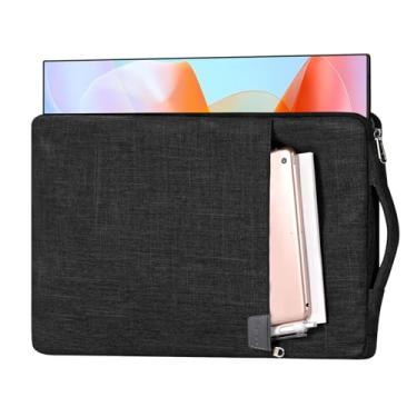 Imagem de Capa de monitor portátil de 17,3 polegadas com armazenamento de acessórios, capa para a maioria dos monitores portáteis de 17,3 polegadas, capa de monitor resistente à água com bolso, (preto)