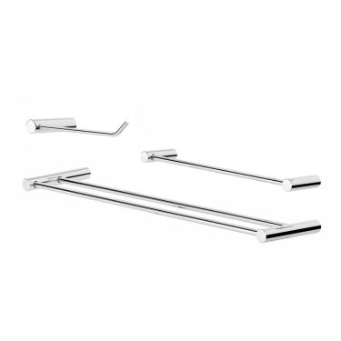 Imagem de Kit De Acessórios Duplo Para Banheiro Orion Prata Polido 2040OR