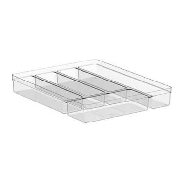 Imagem de Organizador de Talheres 5 Seções Gavetas Clear Ou 37,5 x 30 x 5,6 cm, 