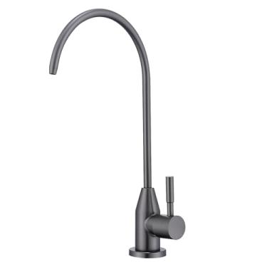 Imagem de Fonveth Torneira de água potável, torneira cinza bronze SUS 304 aço inoxidável para sistema de filtro de água embaixo da pia osmose reversa sem lacuna de ar para cozinha