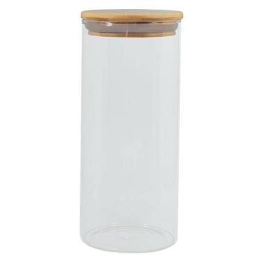 Imagem de Pote Hermético De Vidro Flat 800Ml Com Tampa De Bambu
