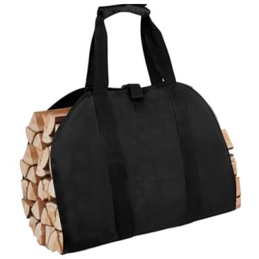 Imagem de FALESOUL Porta-lenha com alças, porta-troncos de 99 x 45 cm para lona de lenha, suporte de madeira para lareira, bolsa de transporte de madeira resistente à água para acampamento interno (1)