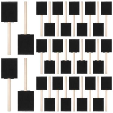 Imagem de Pacote com 100 pincéis de pintura de espuma de 5 cm, pincéis de madeira para esponja, conjunto de pincéis artísticos de espuma a granel para acrílico, manchas, vernizes, artesanato, pintura, retoque