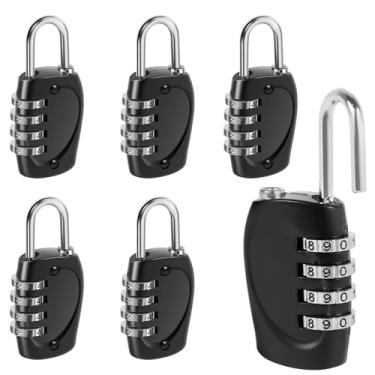 Imagem de Tzdxfgl 6 peças, cadeado com combinação de 4 dígitos, código de liga de zinco, à prova d'água, para uso externo, sem chave, para academia, cadeado, armário, gaveta, armário, escola, academia
