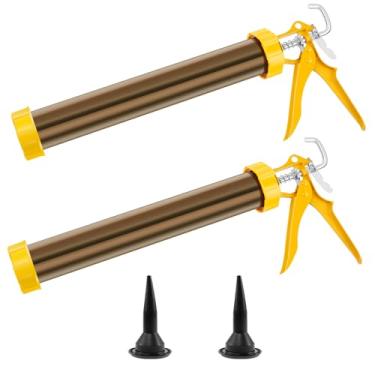 Imagem de 2 peças de ferramenta de calafetagem de salsicha com 2 bocais de cone, pistola de calafetagem de salsicha, ferramenta de calafetagem manual rotativa de 360° leve com barril de alumínio, ferramenta de