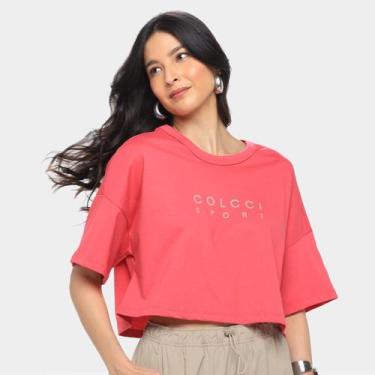 Imagem de Camiseta Colcci Cropped Feminina, Rosa, G