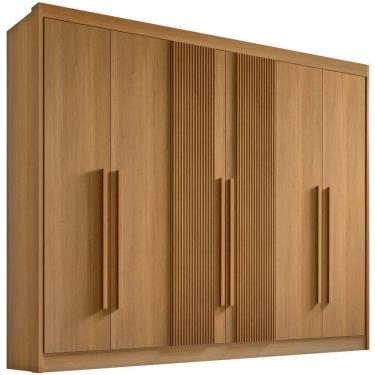 Imagem de Guarda Roupa Athos Ripado Cinamomo 6 Portas 7 Gavetas D?doro