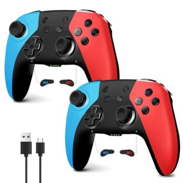 Imagem de AceGamer 2 Pack Wireless Controller for Nintendo Switch/Lite/OLED, Hall Effect Joystick for Switch 2 Pro Controller with Wake-Up/Turbo/Dual Vibration/Programmable (Red+Blue)