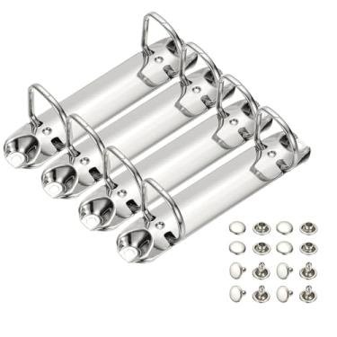 Imagem de PATIKIL B7 Mecanismos de fichário de 2 furos, conjunto de 4 anéis D de 2,5 cm, agendador de fichário de substituição de folhas soltas para organizadores, acessórios de pasta de armazenamento de papel