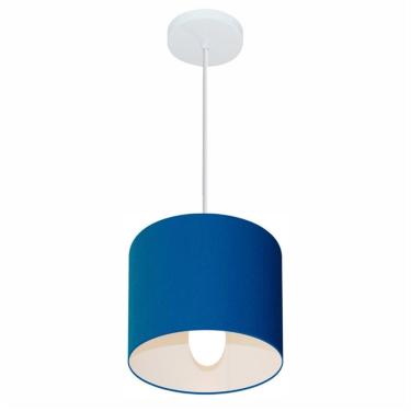 Imagem de Lustre Pendente Cilíndrico Md-4046 Cúpula Em Tecido 18x18cm Azul Marinho - Bivolt