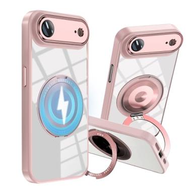 Imagem de Wousunly Compatível com iPhone 17 Air capa transparente com suporte magnético, capa de telefone para iPhone 17 Air Soft Slim com anel Kickstand capa protetora à prova de choque capa traseira
