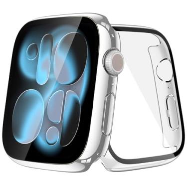 Imagem de JULK [Pacote com 2 capas prateadas com protetor de tela de vidro temperado para Apple Watch 11 (2025) 46 mm, capa protetora rígida de policarbonato com cobertura total para iWatch Series 11/10 de 46