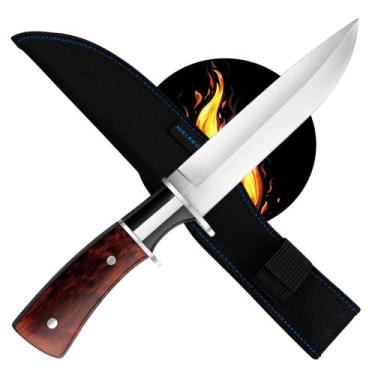 Imagem de Faca Full Tang lâmina lisa em inox com guarda-mão e cabo premium de ma