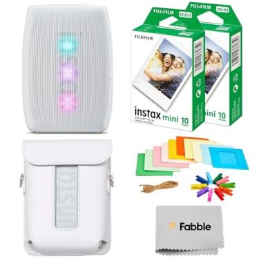 Imagem de Fujifilm Impressora para smartphone Instax Mini Link 3 – Pacote de argila branca com uma capa protetora, pacote duplo de filme instantâneo (20 folhas), molduras para fotos penduradas e pano de limpeza