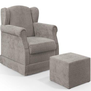 Imagem de Poltrona De Amamentação Com Balanço E Puff Elisa P02 Bouclê Bege - Lyam Decor