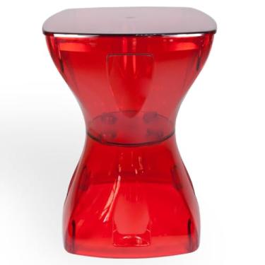 Imagem de Mesa Lateral Decorativa Moderna, Design Translúcido, Vermelho, para Jardim, Varanda, Sala e Piscina