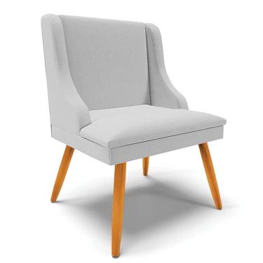 Imagem de Cadeira Estofada para Sala de Jantar Pés Palito Lia Linho Cinza - Ibiza