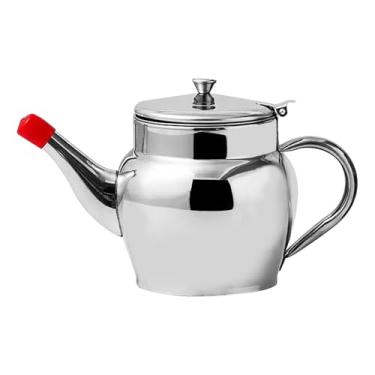 Imagem de predolo Dispensador de óleo de aço inoxidável, garrafa de vinagre, despejador de azeite de oliva portátil, recipiente de vinagre com alça para uso doméstico, 1000ml