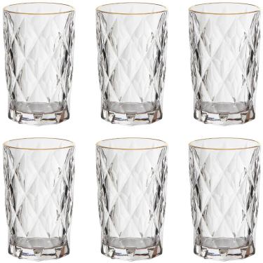 Imagem de Jogo 6 Copos Altos Borda Dourada 350ml Diamond Clear Ke Home