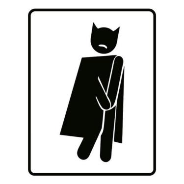 Imagem de Kit 5 Placas Banheiro Masculino Morcego 36X46